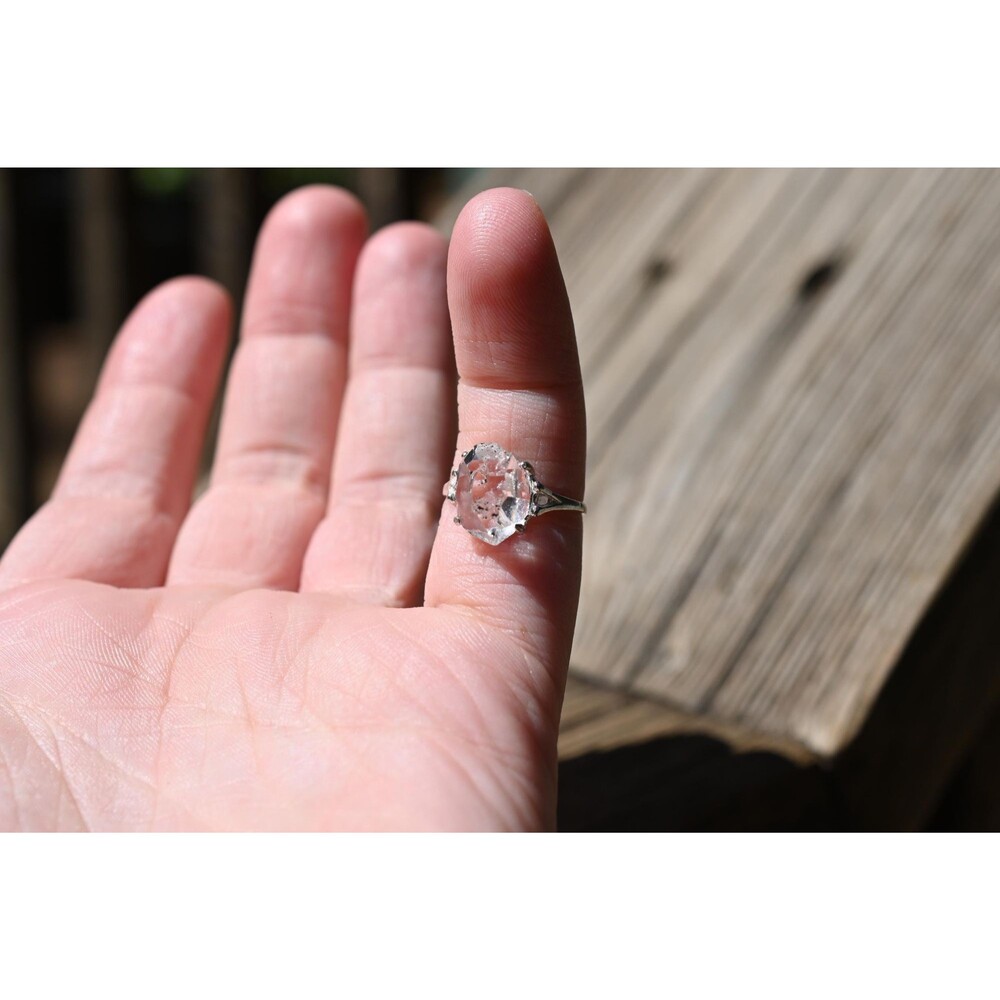 Herkimer Diamond Ring Rustic dainty unique alternative simple boho minimalist na